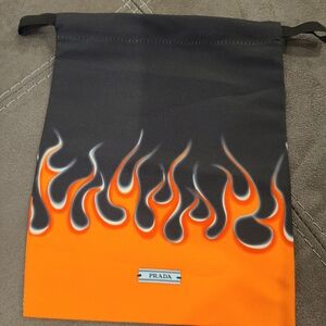 Prada Black and Orange Flame Pouch